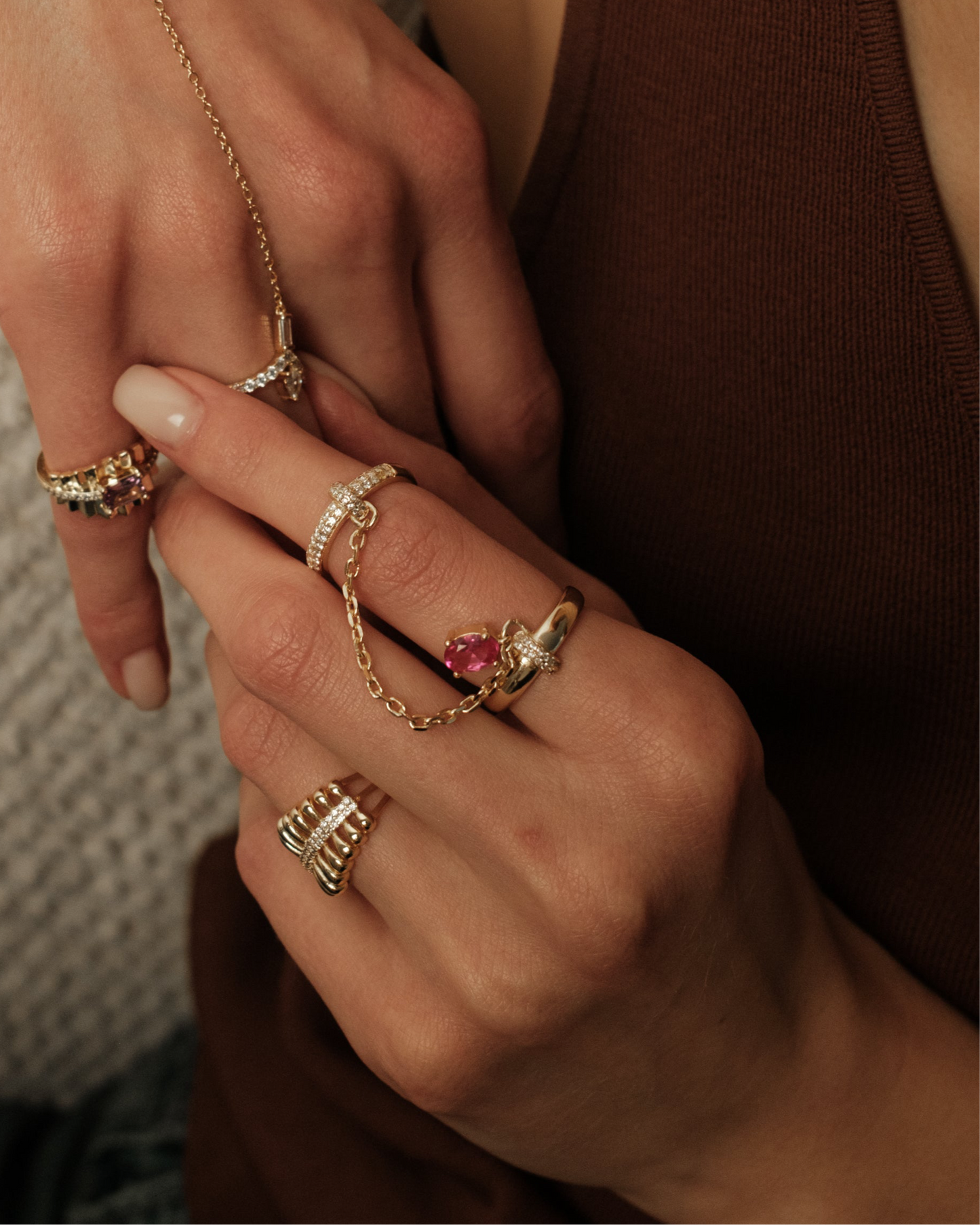 Gold Rocco Interlinked Ring